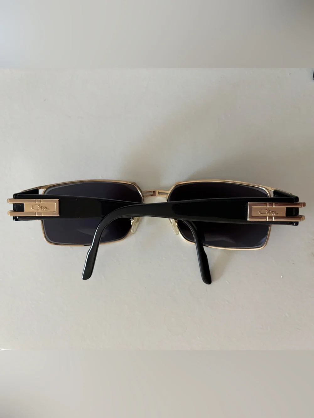 VINTAGE CAZAL Germany Mod 924 Col 302 Black Gold Rectangle Sunglasses  EUC